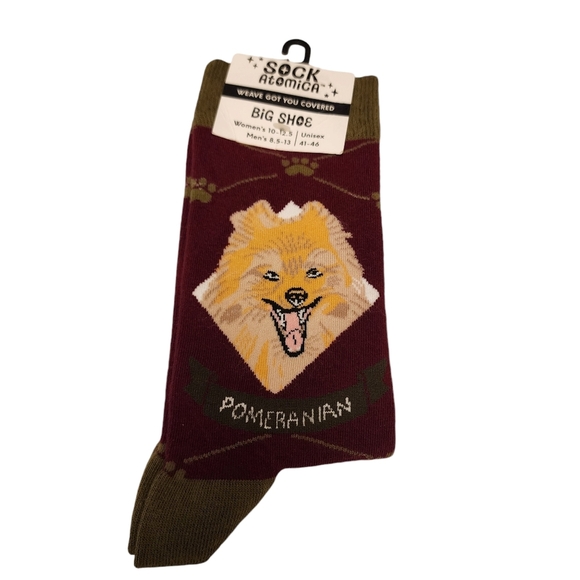 Pomeranian Pup Paw Argyle Unisex Socks NWT - Picture 5 of 9